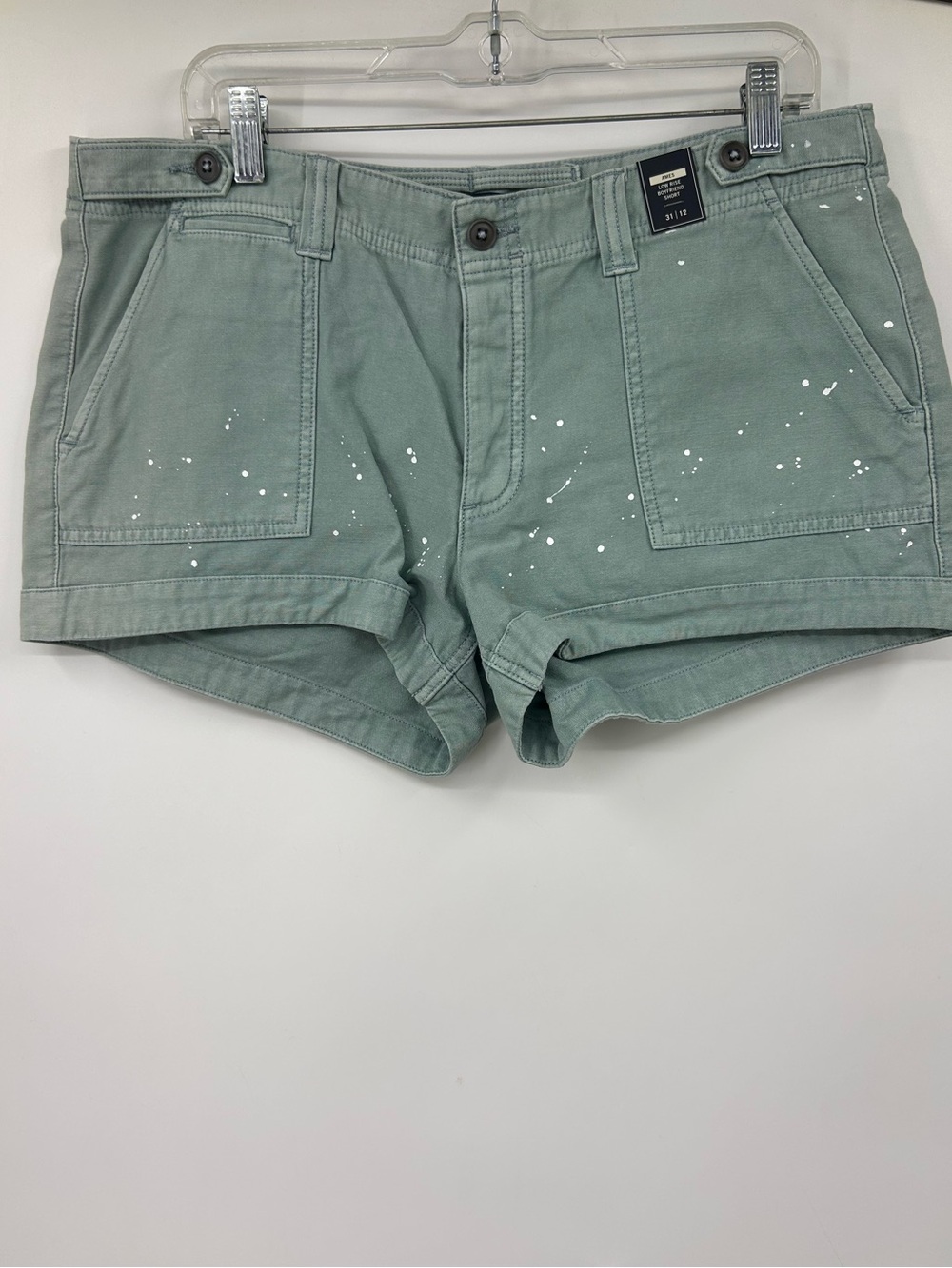 NWT Abercrombie & Fitch Ames Low Rise Paint Splatter Boyfriend Short Size 12